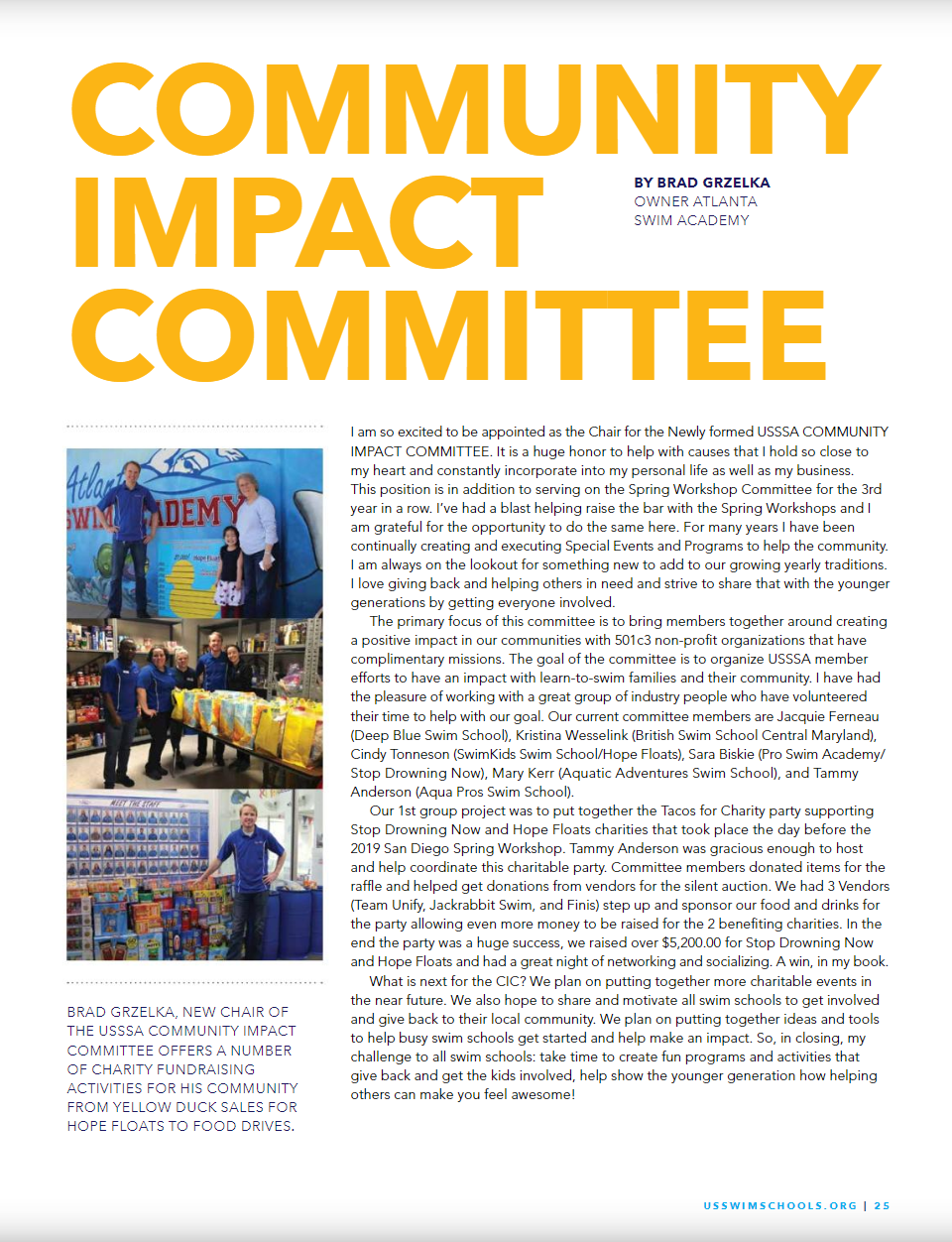 Chair of the Community Impact Committee 2019 Community impact article