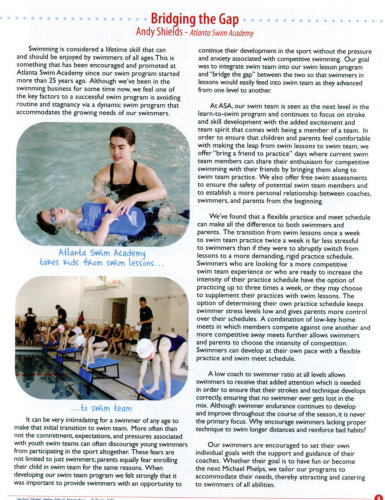 swimming article about swim lessons